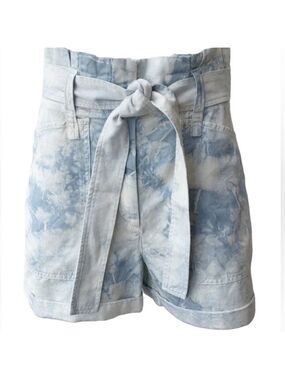 A.L.C. Davison Linen Blend Paper Bag Tie-Dye Shorts Size 8